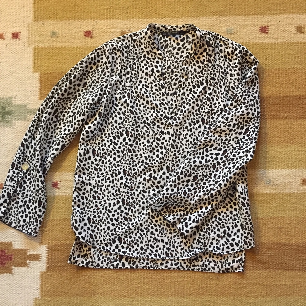 Zara Leopard Animal Print Blouse size S